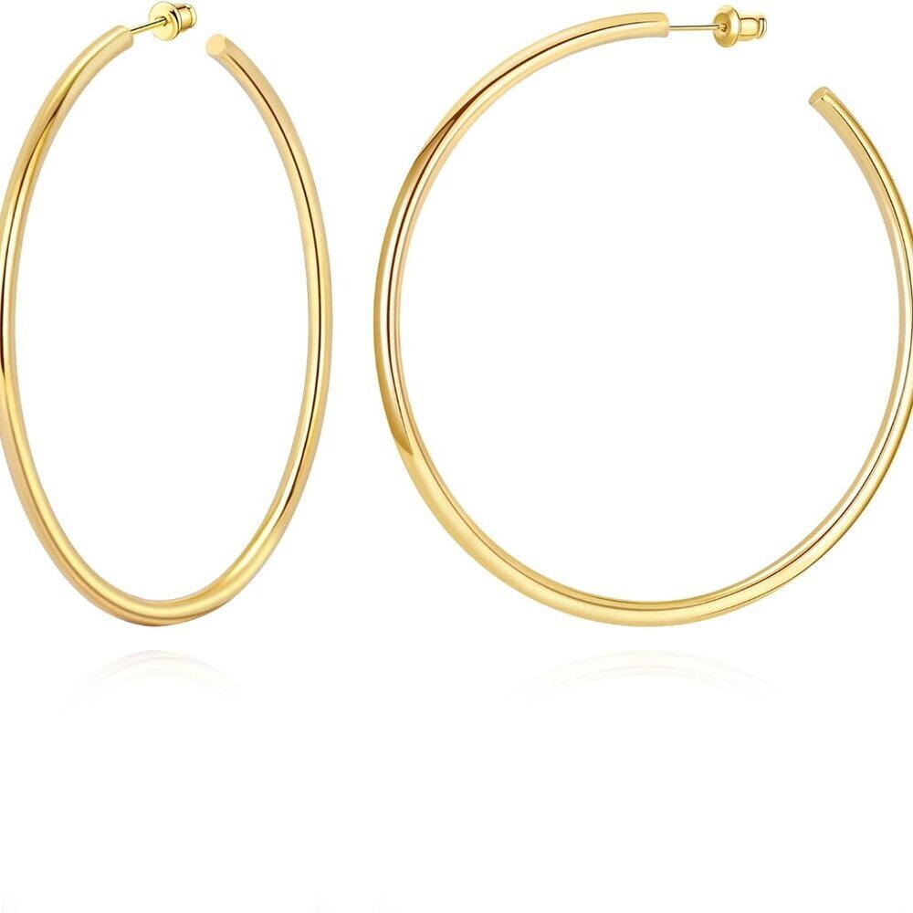 Gold Hoop Earrings For Women 14k Gold Plated Chunky Lightweight Jewelry Gifts